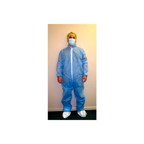 Keystone Safety SMS Coverall, Elastic Wrists & Ankles, Zipper Front, Single Collar, Blue, 2XL, 25/Case CVLSMSREG-E-BLUE-2XL - main